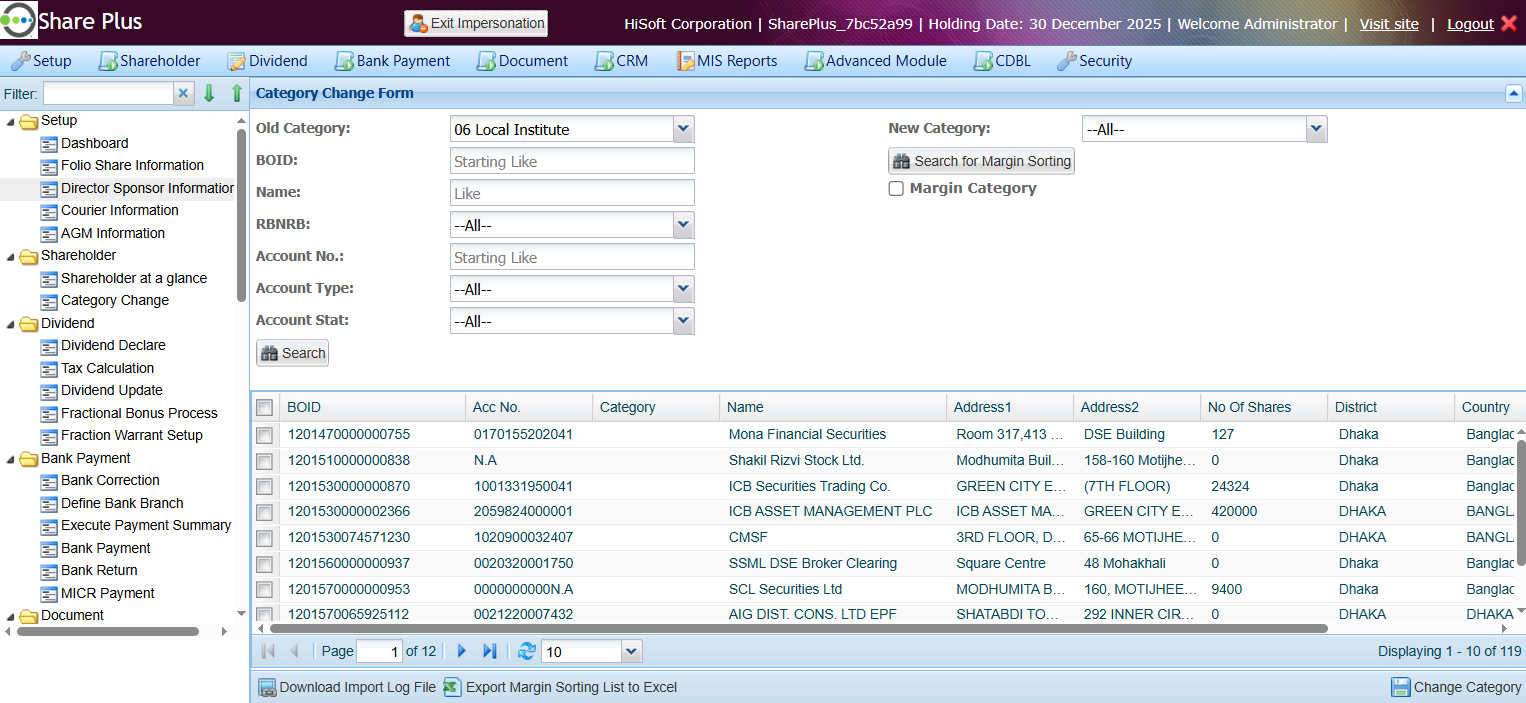 SharePlus SaaS Application (Share BackOffice) screen 4