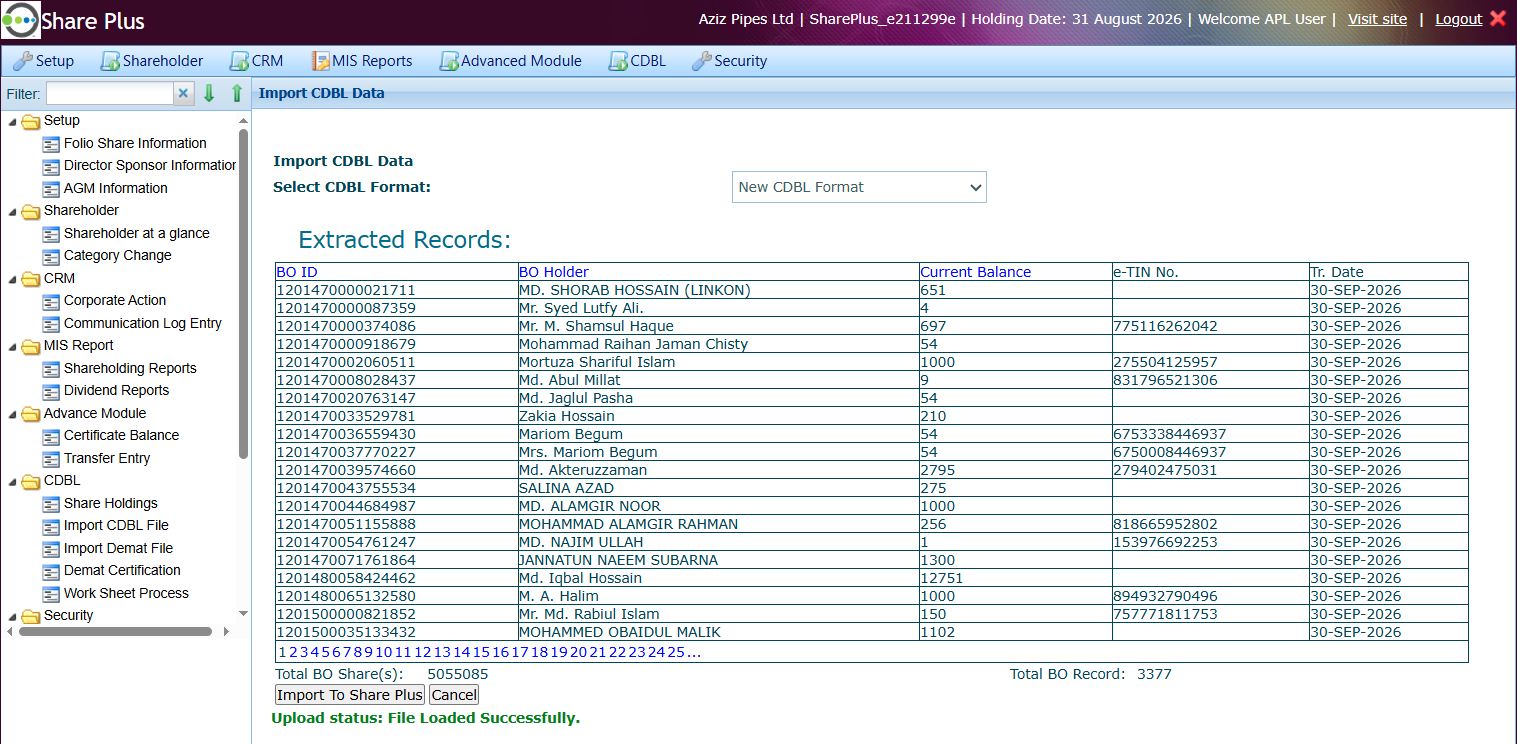 SharePlus SaaS Application (Share BackOffice) screen 6
